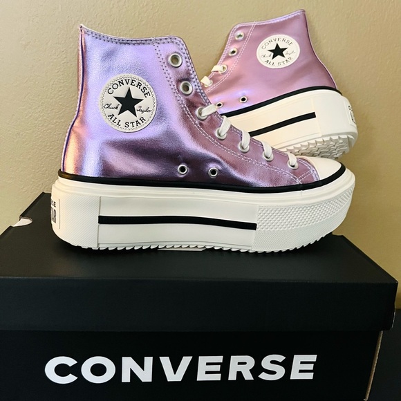 Converse Chuck Taylor Metallic Double Stack Platform HighTop Women Sneaker Allsz - Picture 3 of 10